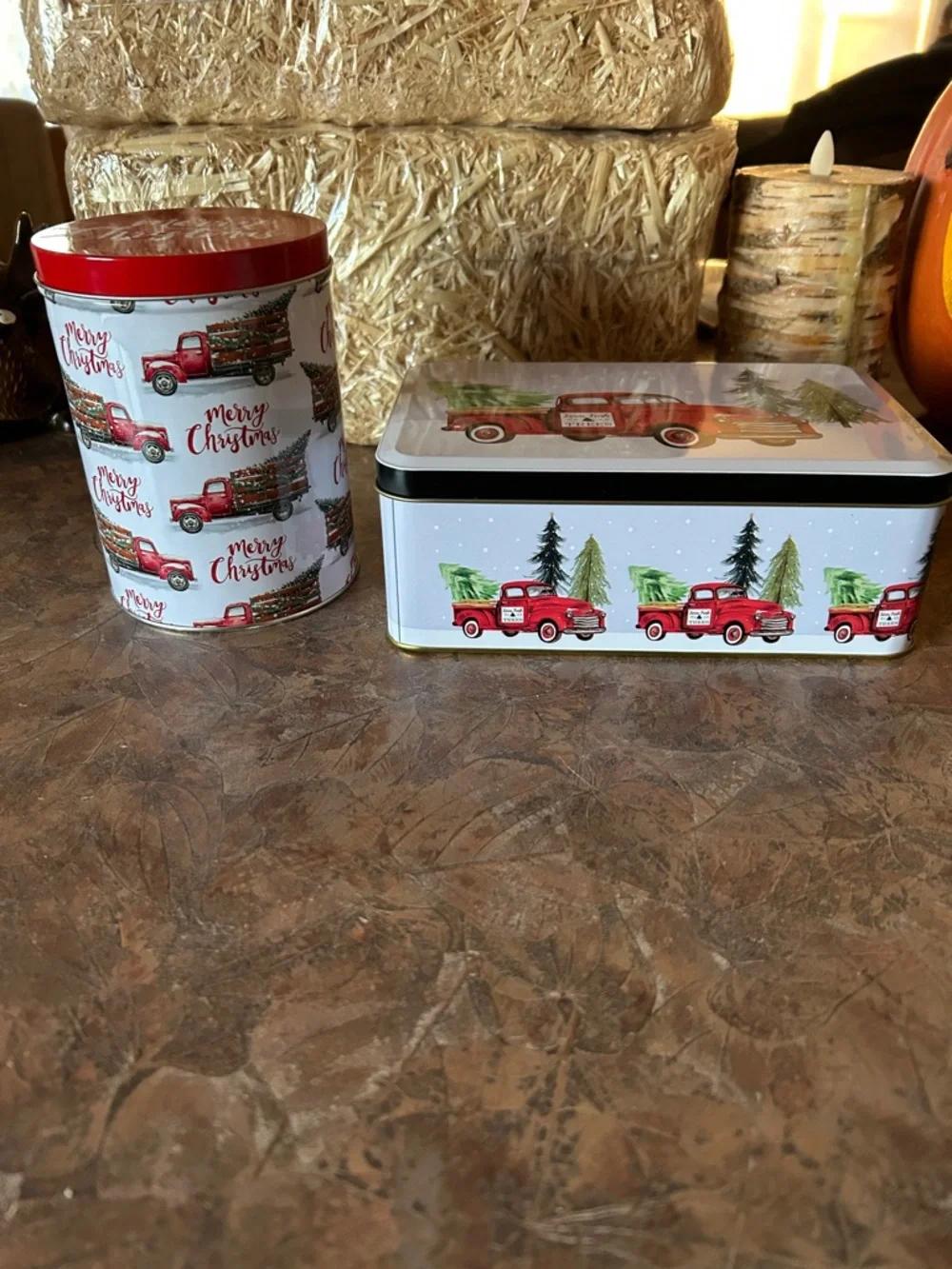 Brother and Sister Set of Two Christmas Tins